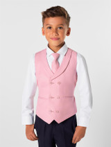 Boys dusty pink double breasted waistcoat