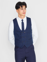 Boys navy and checked waistcoat suit