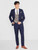 Boys navy & brown checked prom suit