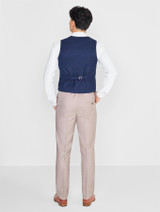 Beige and navy page boy suit
