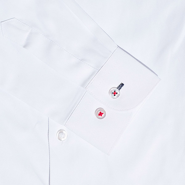 Boys England white shirt with red cuff stitching