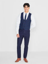 Boys navy checked wedding suit