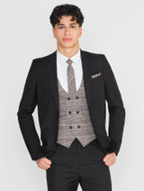 Boys black and brown checked wedding suit