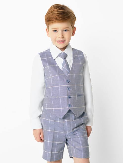 boys blue check suit