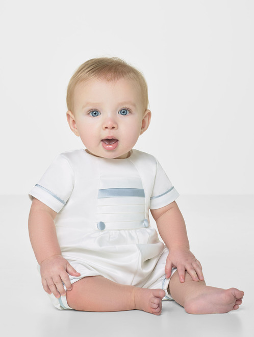 Baby boys white & silver romper